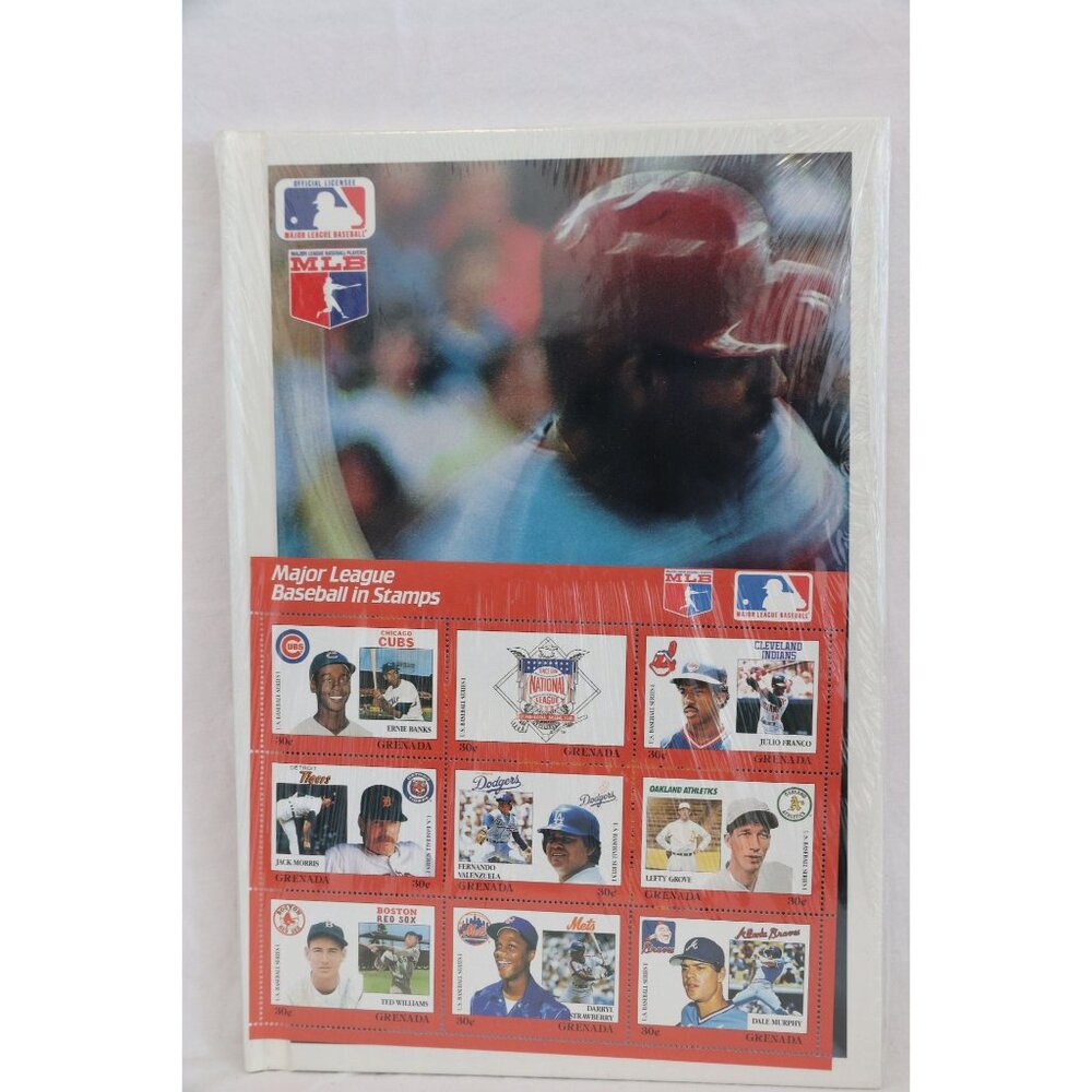 Vtg 1981 MLB Hard Cover Stamp Book 9 Stamps Grenada National League Philatelic I